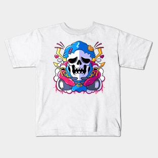 Funny skull face Kids T-Shirt